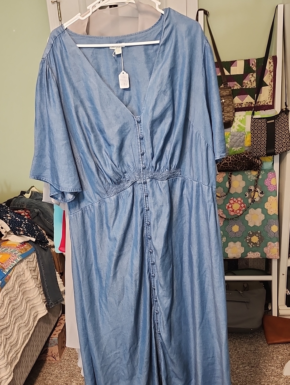 Short Sleeve Denmin Color Dress